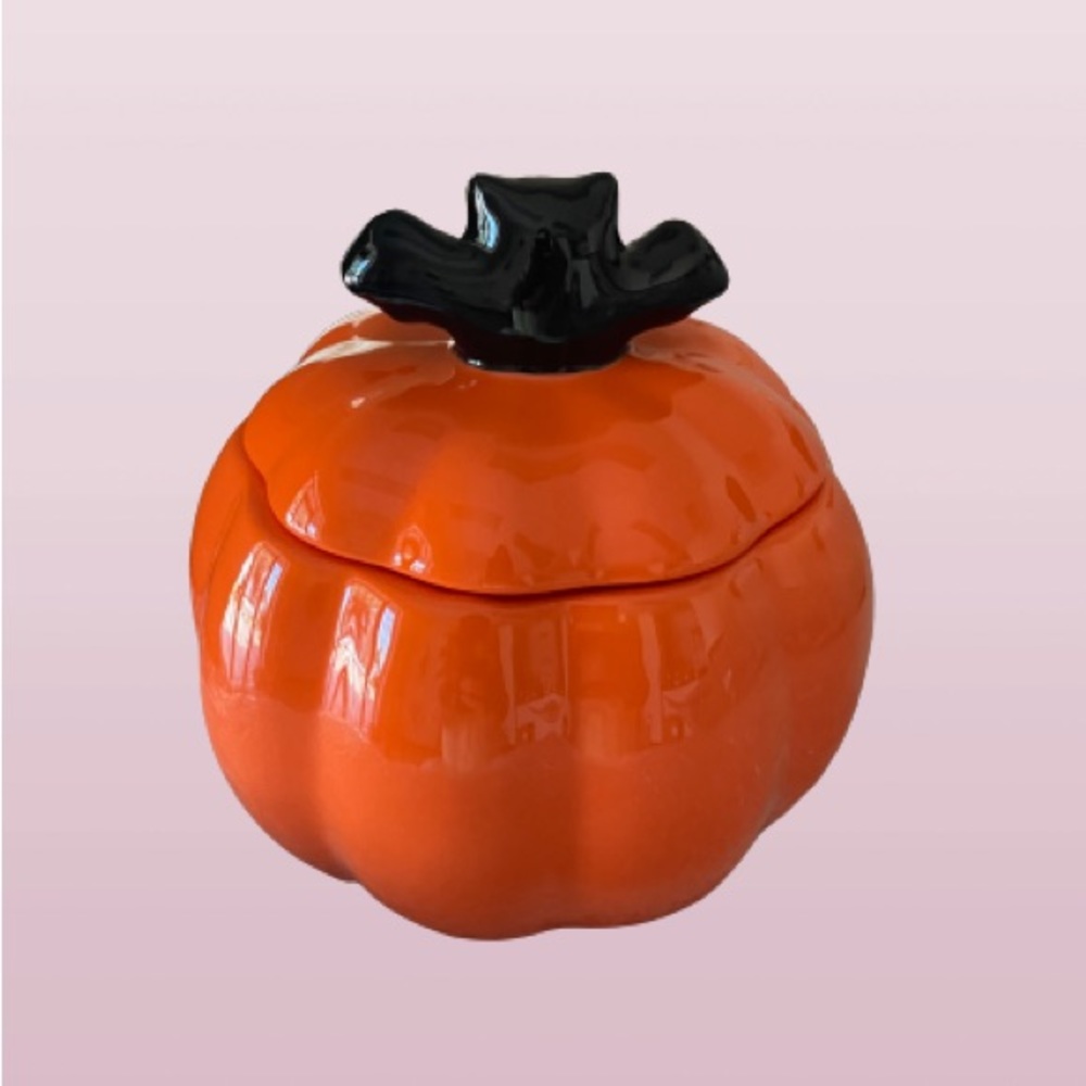 Mini Pumpkin Shape Lidded Ceramic Storage Jar